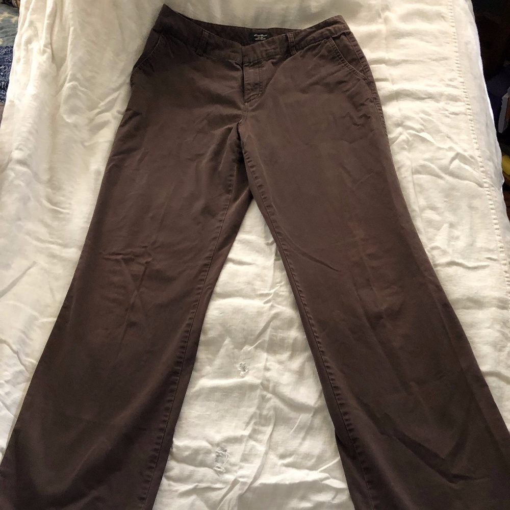 Eddie Bauer Wide Leg Twill Pants 12 Long